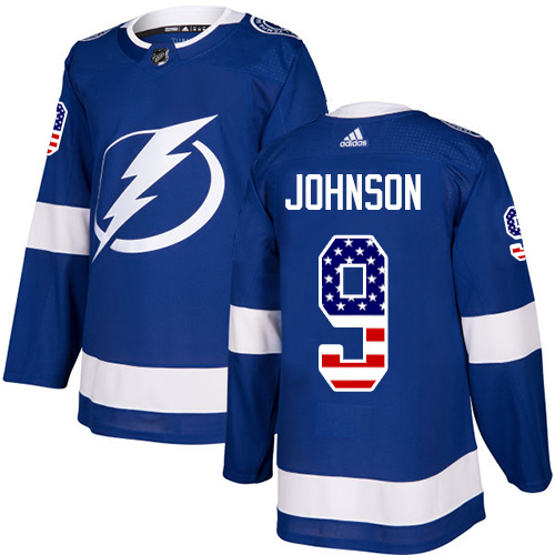 Adidas Lightning #9 Tyler Johnson Blue Home Authentic USA Flag Stitched Youth NHL Jersey - Click Image to Close